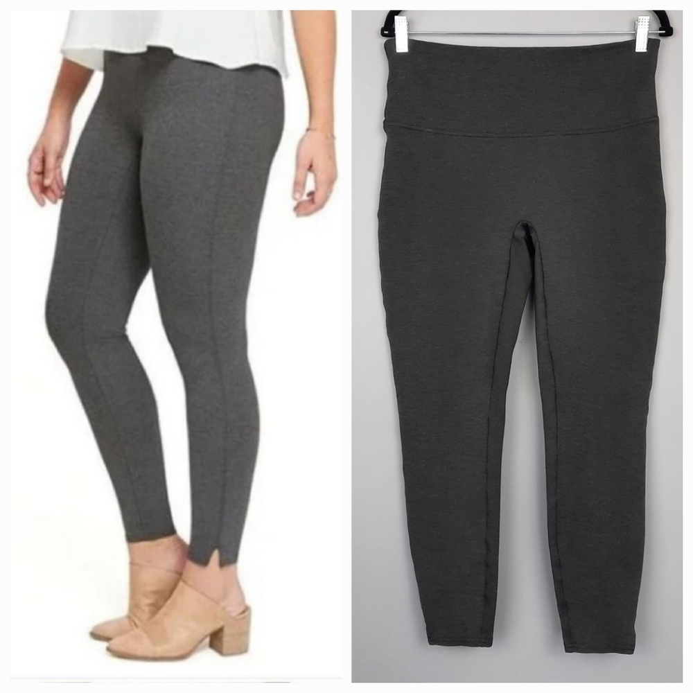 Spanx Gray Ankle Length Hem Slit Ponte Leggings size Large